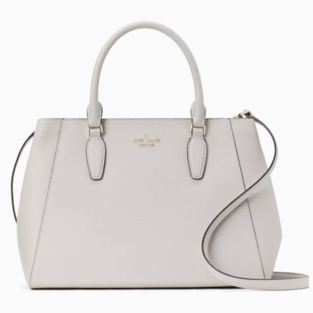 Kate Spade Refined Grain Leather Kristi Satchel Warm Cement Like New